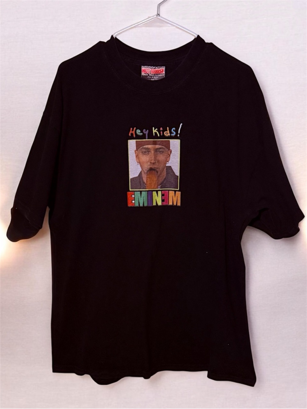 VTG 90s Eminem Hey Kids Slim Shady Rap Tee XL Hot House Dunn Deal Made in USA